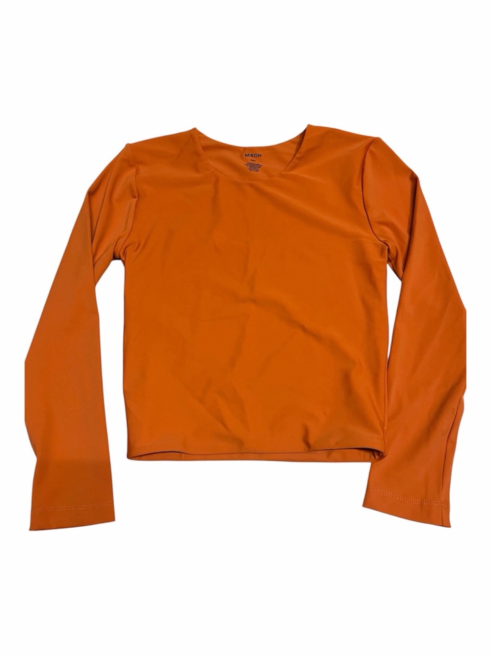 NEW Mikoh Women’s “Jeju” Crop Long Sleeve Rash Guard Shirt in Orange Size Small